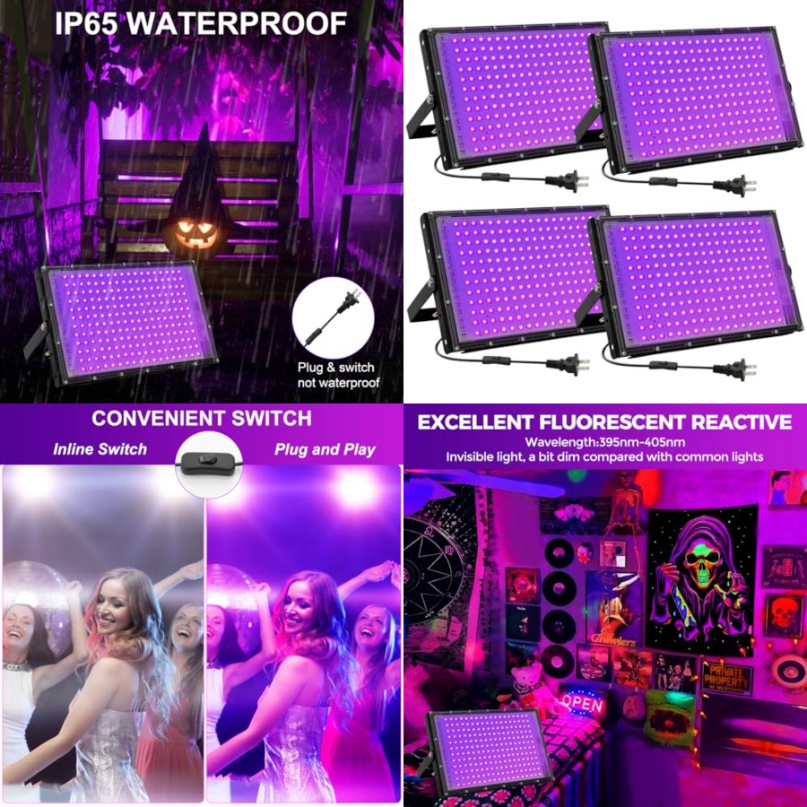 Led Flood Light - 200W LED Black Lights for Glow