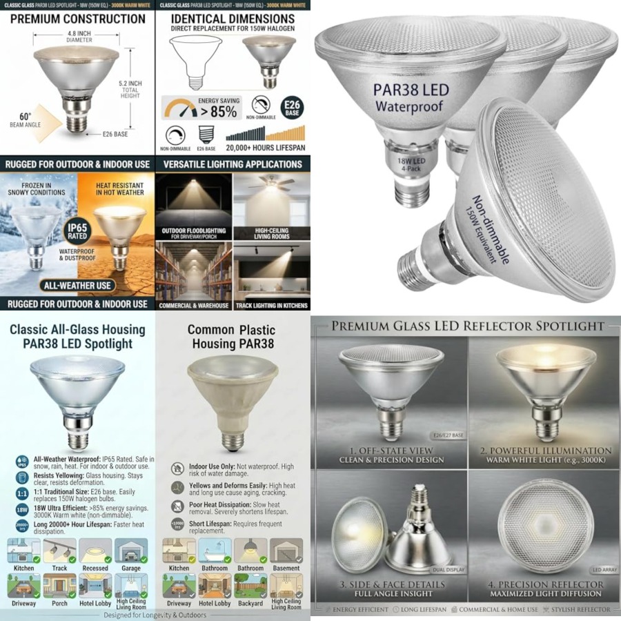 Glass Reflector PAR38 LED Bulb - đánh giá và giá Led Flood Light