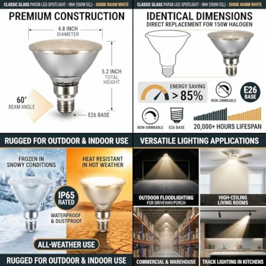 Glass Reflector PAR38 LED Bulb - đánh giá và giá Led Flood Light
