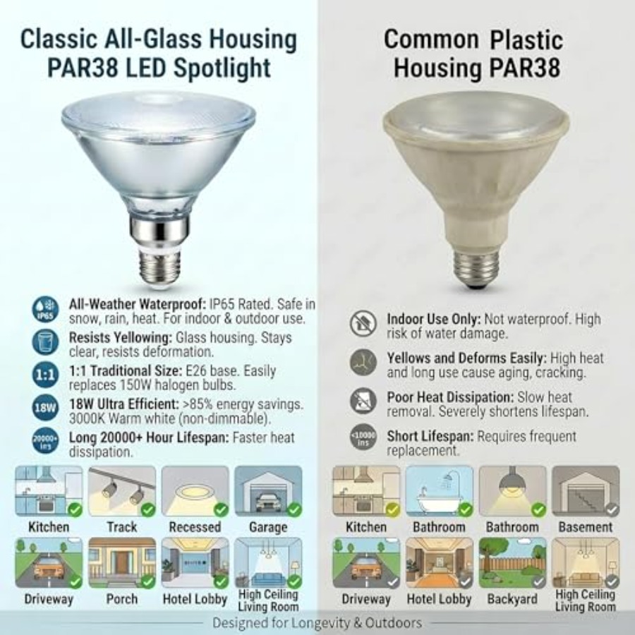 Glass Reflector PAR38 LED Bulb - đánh giá và giá Led Flood Light