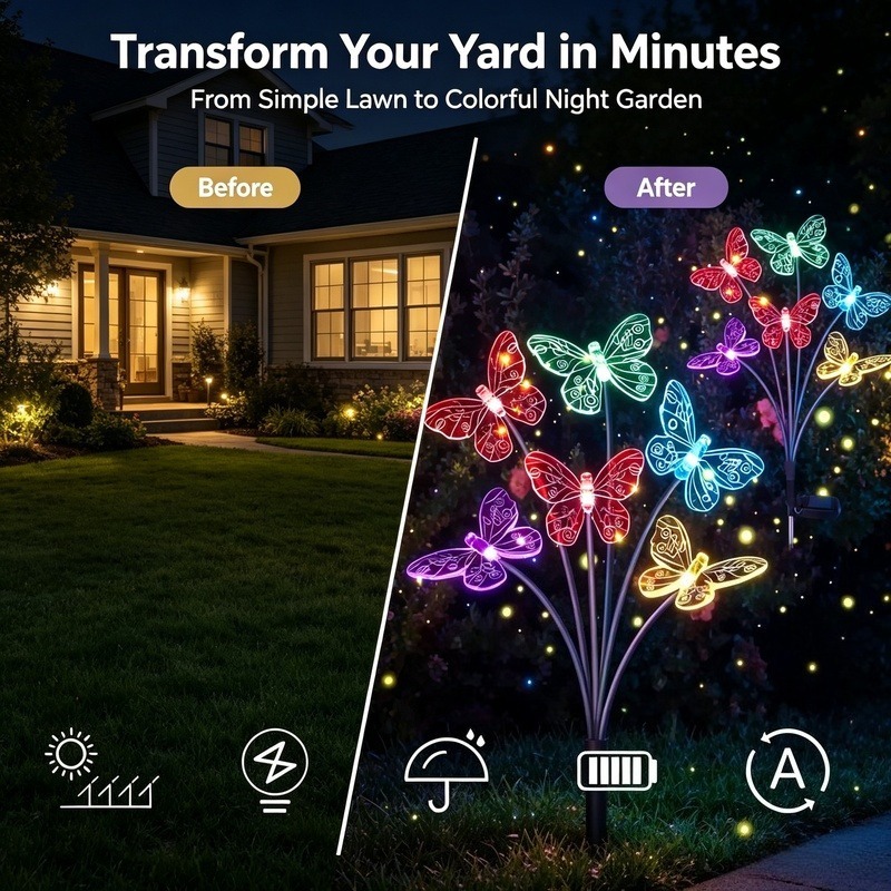 Solar Powered Butterfly Lights - đánh giá và giá Outdoor Lighting Battery
